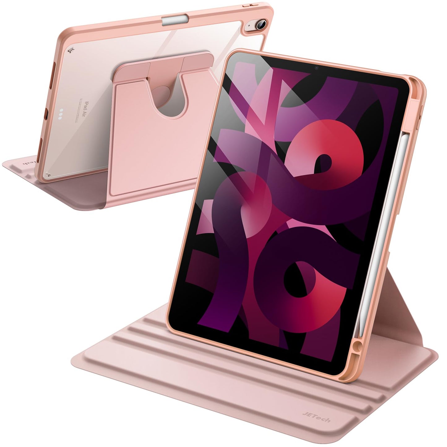 JETech Rotating Case ONLY for iPad Air 11-Inch M4/M3/M2 (2026/2025/2024), iPad Air 5/4 (2022/2020 5th/4th Generation 10.9-Inch), 360 Degree Rotation Protective Stand Cover Clear Back (Purple)