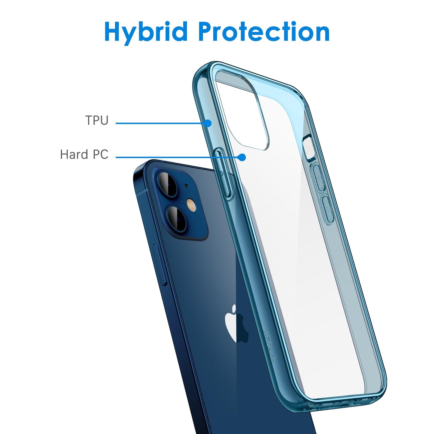 JETech Case for iPhone 12/12 Pro 6.1-Inch, Non-Yellowing Shockproof Phone Bumper Cover, Anti-Scratch Clear Back (HD Clear)