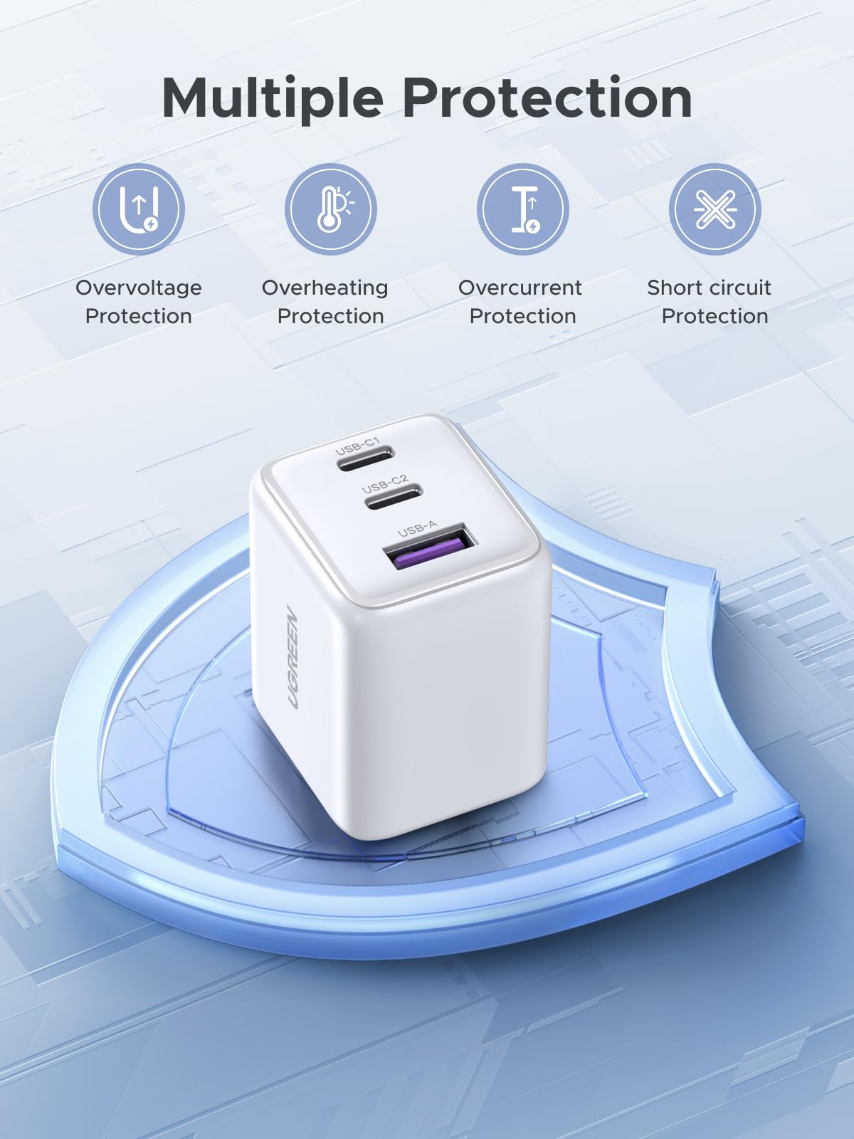 UGREEN 3-Port 30W USB C Charger, GaN II Compact iPhone Charger Fast Charging, Type C Power Adapter for iPhone 17/16/15 Series, Galaxy S26/S25/24, iPad, MacBook Neo/Air, Matt Black