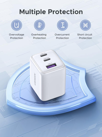 UGREEN 3-Port 30W USB C Charger, GaN II Compact iPhone Charger Fast Charging, Type C Power Adapter for iPhone 17/16/15 Series, Galaxy S26/S25/24, iPad, MacBook Neo/Air, Matt Black
