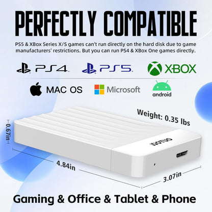 YOTUO 500GB External Hard Drive, Portable Storage Expansion HDD, USB 3.0 & USB-C for PC, Mac, Desktop, Laptop, Smartphone, PS4, Xbox One, Xbox 360, Office & Game Black