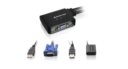 IOGEAR 2-Port USB HDMI Cabled KVM Switch - 1920 x 1200 60Hz - Hotkey or Remote Button Switch - 2.1 Stereo - USB 2.0 Mouse Port Can Be Used As USB Hub and USB Peripheral Sharing - Mac / Win - GCS62HU