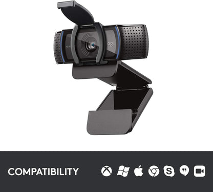 Logitech C920S HD Pro Webcam with Privacy Shutter - Widescreen Video Calling and Recording, 1080p Streaming Camera, Desktop or Laptop Webcam