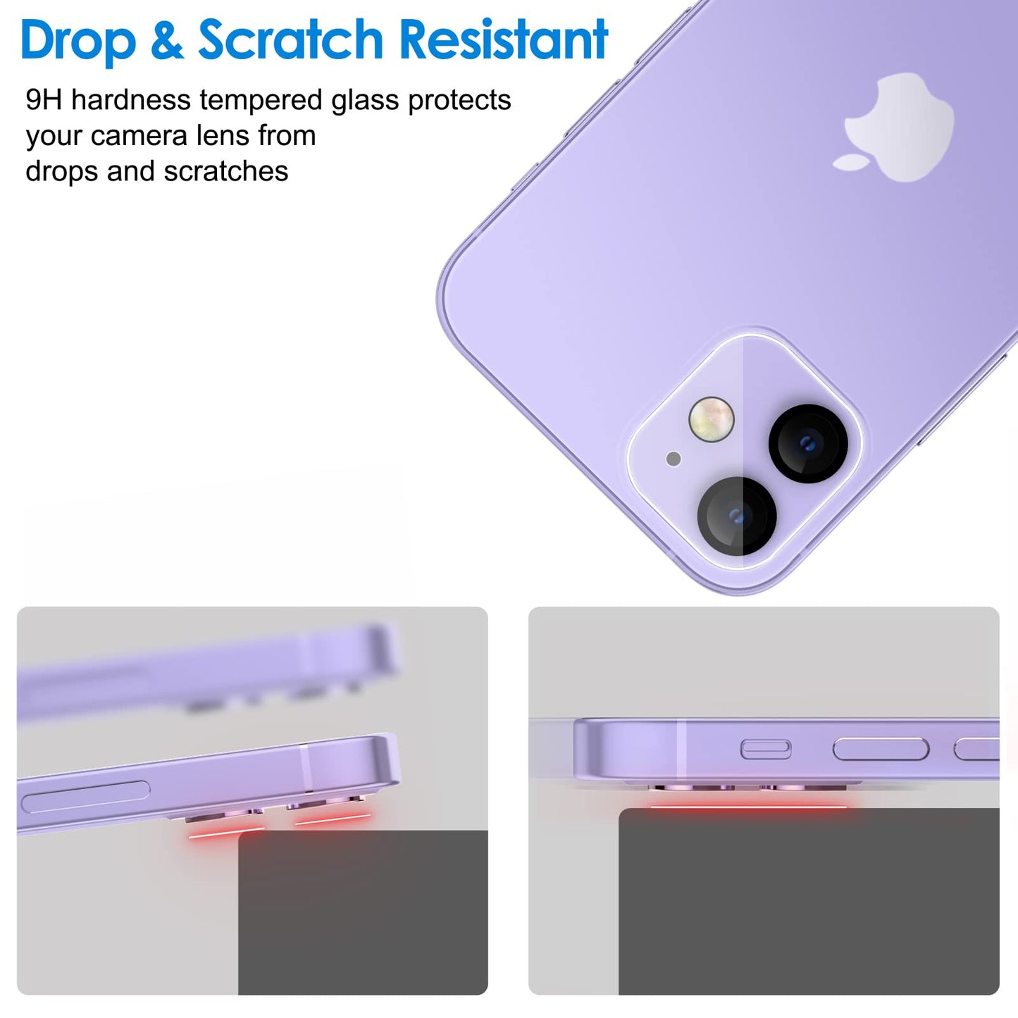 JETech Camera Lens Protector for iPhone 12 Pro Max 6.7-Inch, 9H Tempered Glass, HD Clear, Anti-Scratch, Case Friendly, Does Not Affect Night Shots, 3-Pack