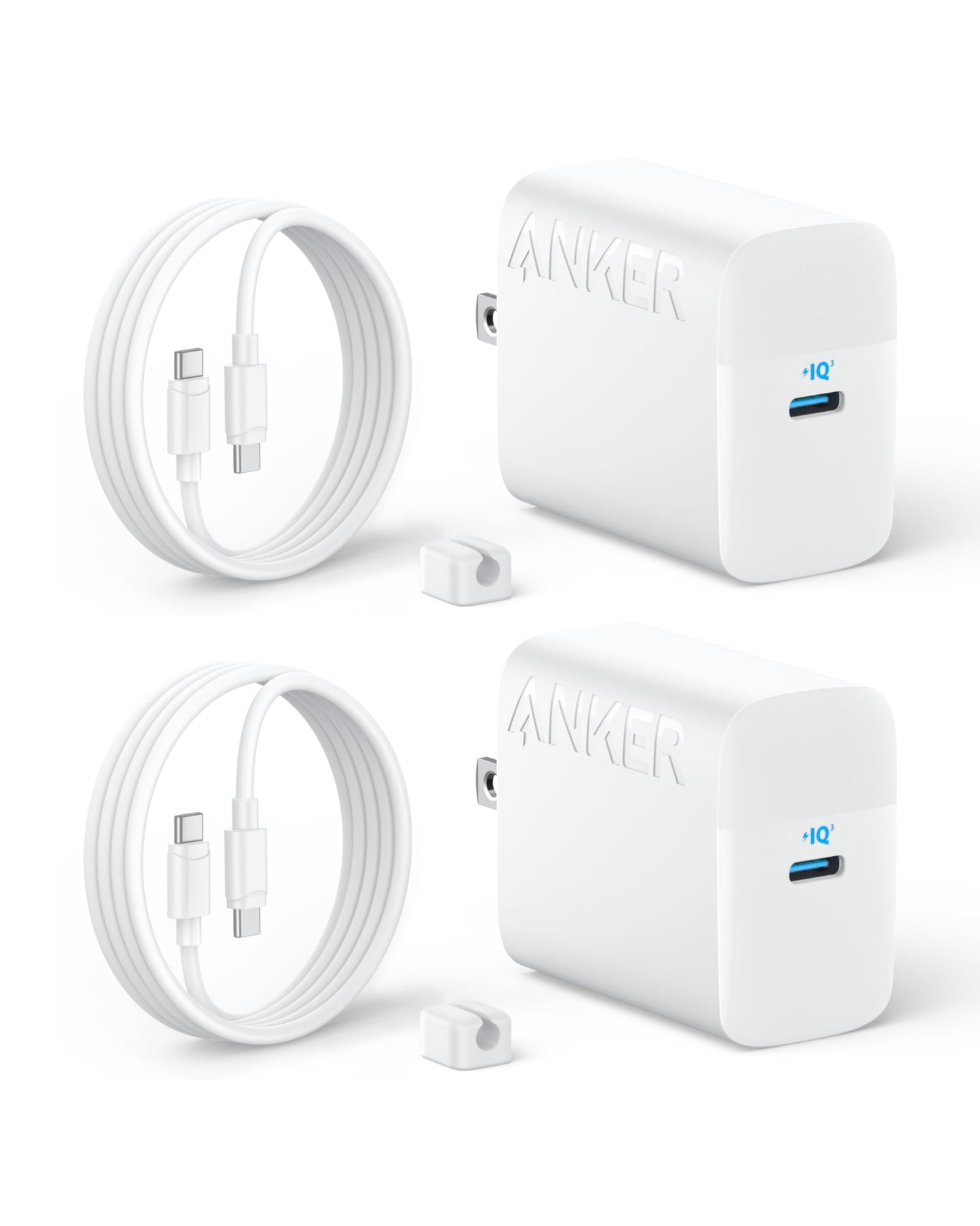 Anker 45W USB C Charger Block, PPS Fast Charger with USB-C Cable for iPhone 17/16 and More Series, iPad, Galaxy S24 Ultra (2-Pack 5 ft Cable Included)