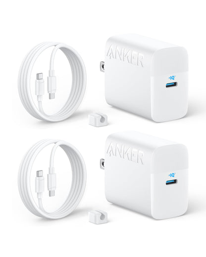 Anker 45W USB C Charger Block, PPS Fast Charger with USB-C Cable for iPhone 17/16 and More Series, iPad, Galaxy S24 Ultra (2-Pack 5 ft Cable Included)