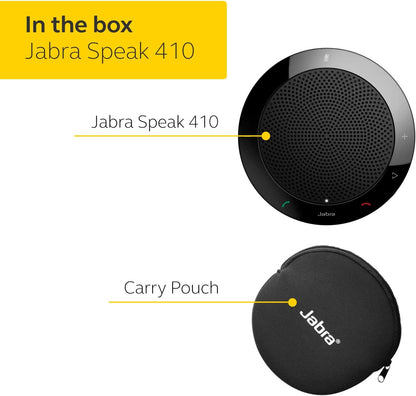 Jabra Speak 410 Corded Speakerphone for Softphones – Easy Setup, Portable USB Speaker for Holding Meetings Anywhere with Outstanding Sound Quality