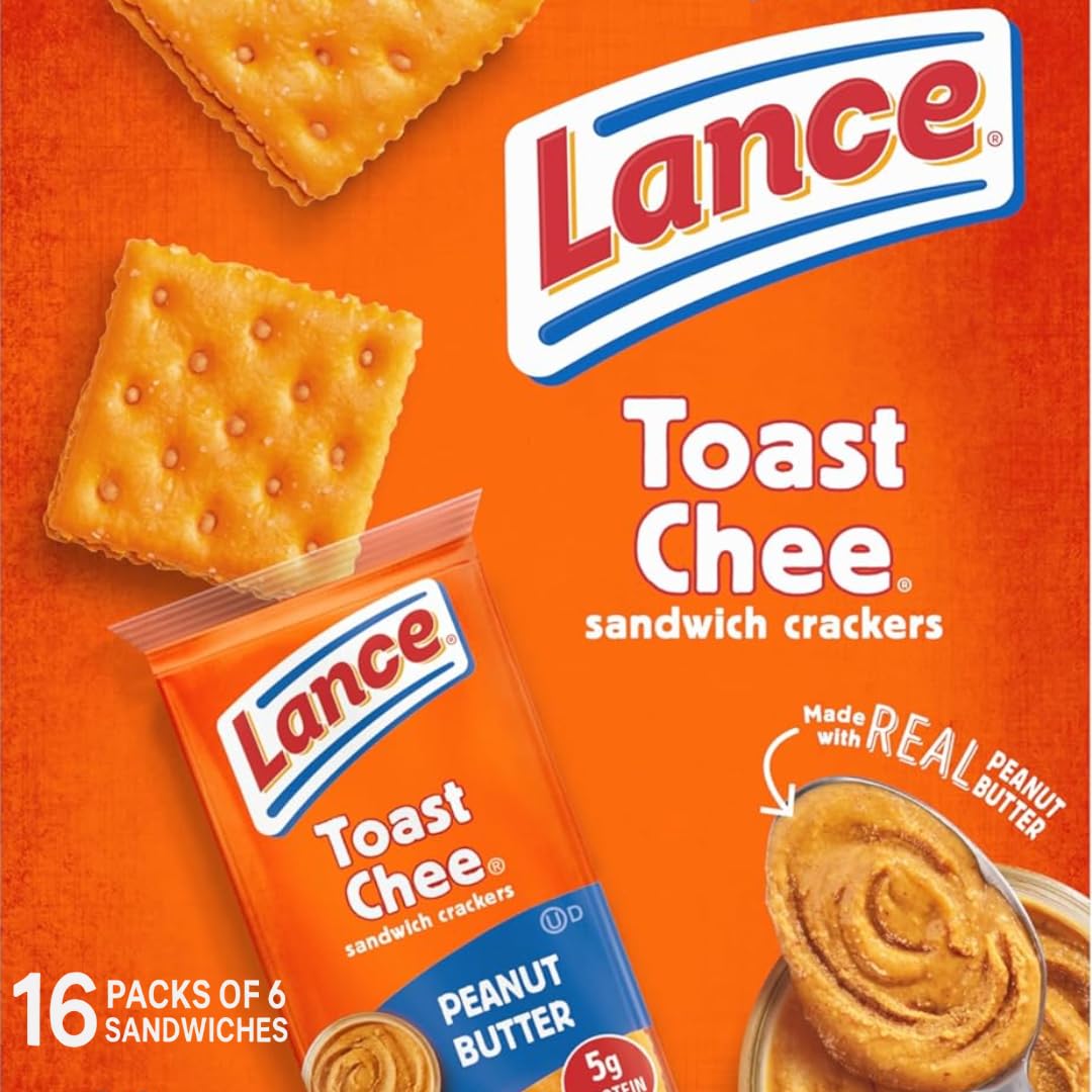 Sandwich Crackers Variety Pack, 40 Individual Snack Bags - Quality Lance Snacks, Featuring Toasty, Toastchee & Captain's Wafers