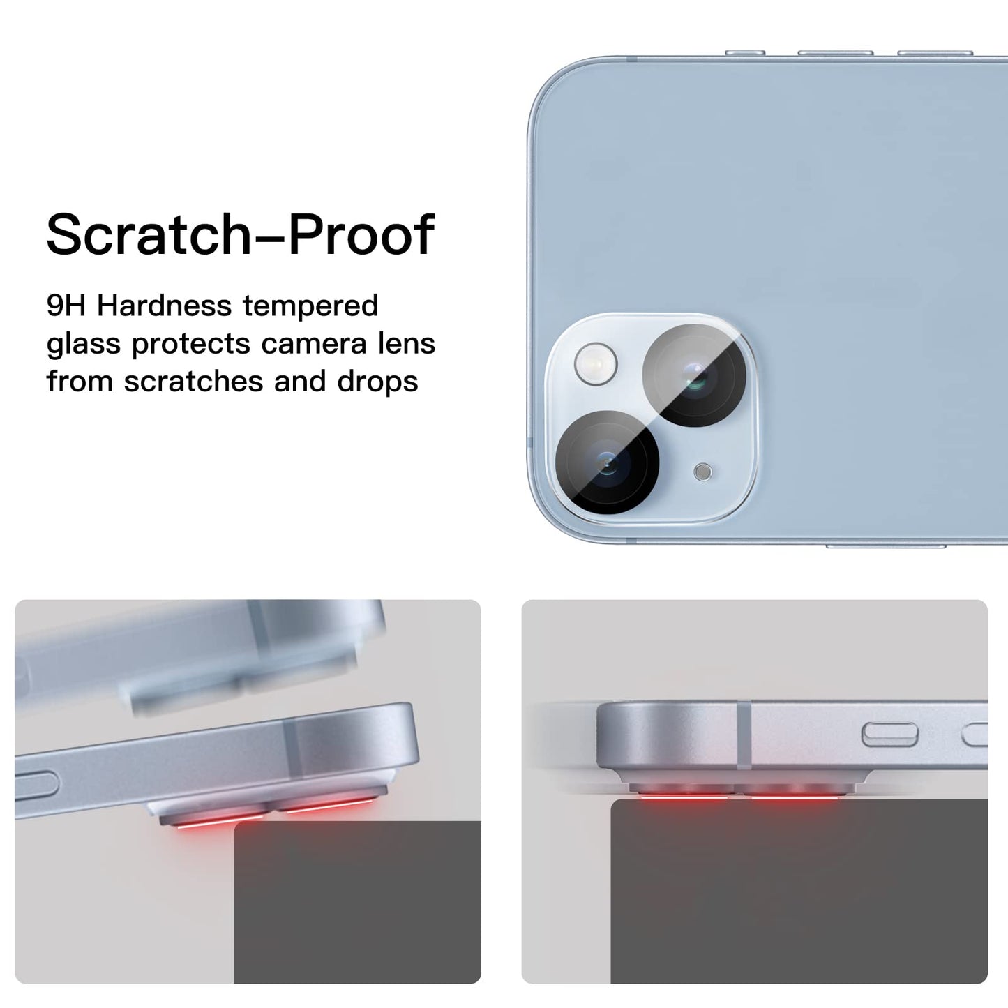 JETech Camera Lens Protector for iPhone 14 6.1-Inch and iPhone 14 Plus 6.7-Inch, 9H Tempered Glass, Anti-Scratch, Case Friendly, Does Not Affect Night Shots, HD Clear, 3-Pack