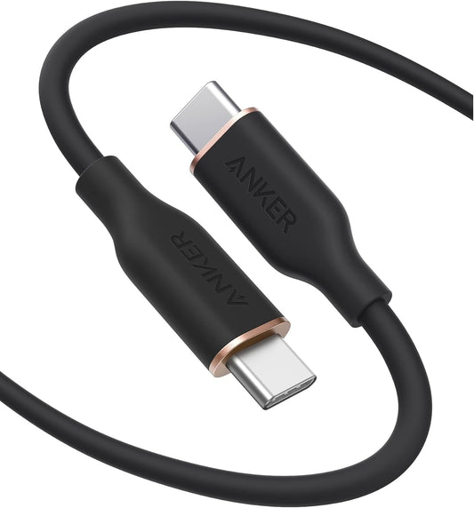 Anker USB C Cable, Type C Flow Cord, Fast Charging for iPhone 17 Series, MacBook Pro 2020, and More (USB 2.0) (240W) (1, Black, 6)