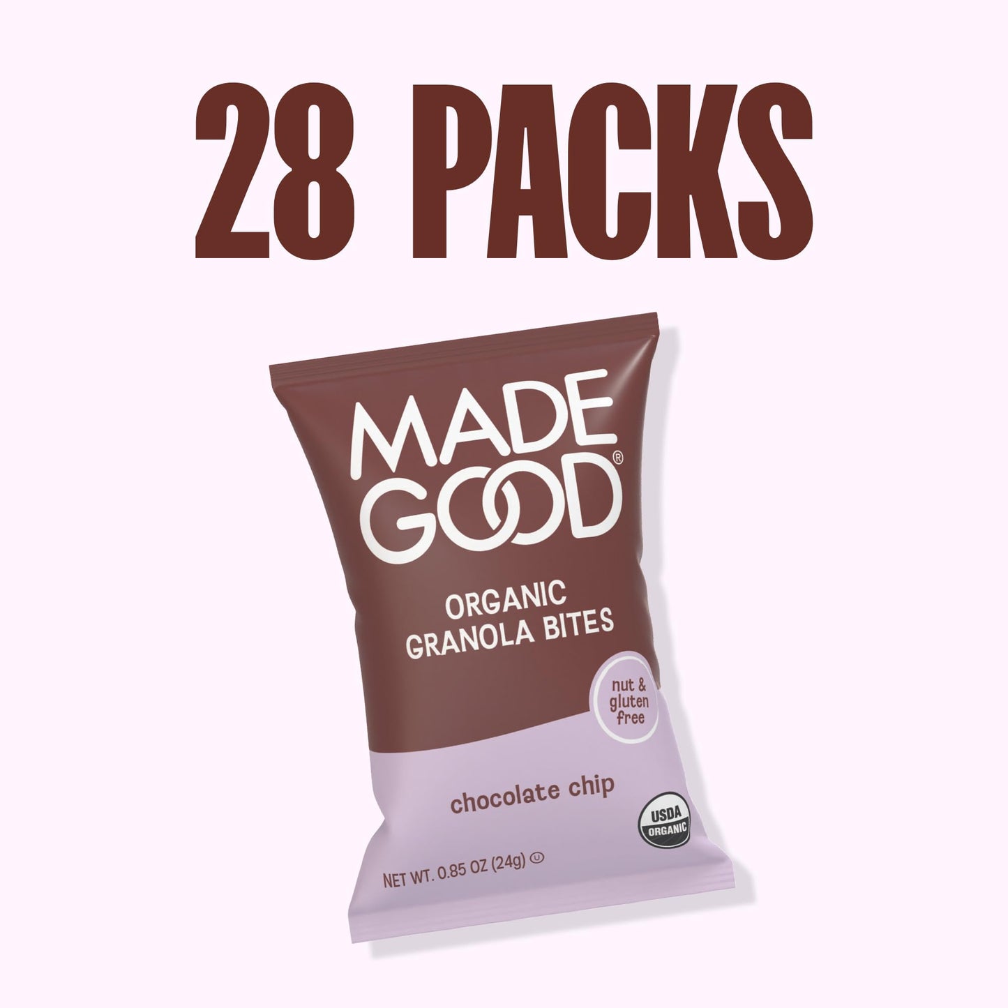 MadeGood Granola Bites Chocolate Chip & Strawberry Variety Pack (28 Count) Gluten Free and Organic Snacks