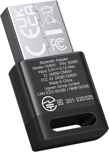 UGREEN USB Bluetooth 5.3 Adapter for PC, Plug & Play for Windows 11/10/8.1, Bluetooth Receiver & Transmitter for Keyboard/Mouse/Headphone/Speakers/Printer