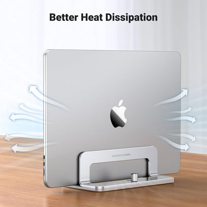 UGREEN Vertical Laptop Stand Holder for Desk Compatible with MacBook Pro, MacBook Air Stand Vertical Aluminum Adjustable for Up to 17.3 Inch Gaming Laptop, Gray