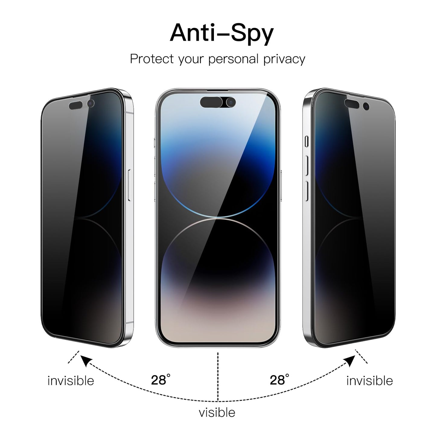 JETech Privacy Full Coverage Screen Protector for iPhone 14 Pro Max 6.7-Inch, Anti-Spy Tempered Glass Film, Edge to Edge Protection Case-Friendly, 2-Pack