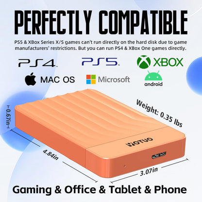 YOTUO 500GB External Hard Drive, Portable Storage Expansion HDD, USB 3.0 & USB-C for PC, Mac, Desktop, Laptop, Smartphone, PS4, Xbox One, Xbox 360, Office & Game Black