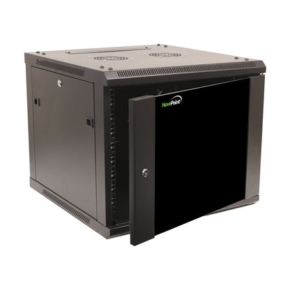 NavePoint 15U Server Cabinet Wall Mount Rack Enclosure with Caster Wheels, Includes 2 Fans, Locking Glass Door, Removable Side Panels – 15U Network Cabinet 17.7” Deep, 19”Server Rack for IT Equipment
