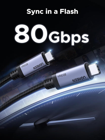 UGREEN USB C to USB C Cable 240W USB4 Gen4 80Gbps Premium 17K Dual 8K Triple 4K Display PD3.1 Charging Compatible with Thunderbolt 4/3, USB C Monitors, MacBook, iPad, iPhone 17/16/15, 3.3FT