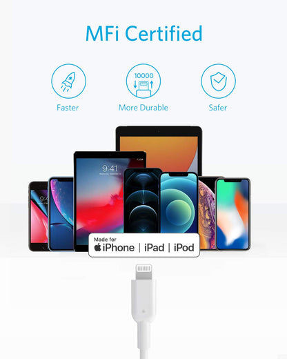 Anker USB C to Lightning Cable, 321 USB-C to Lightning Cable (6ft,White), MFi Certified for iPhone 13 Pro 12 Pro Max 12 11 X XS, AirPods Pro, Supports Power Delivery (Charger Not Included)