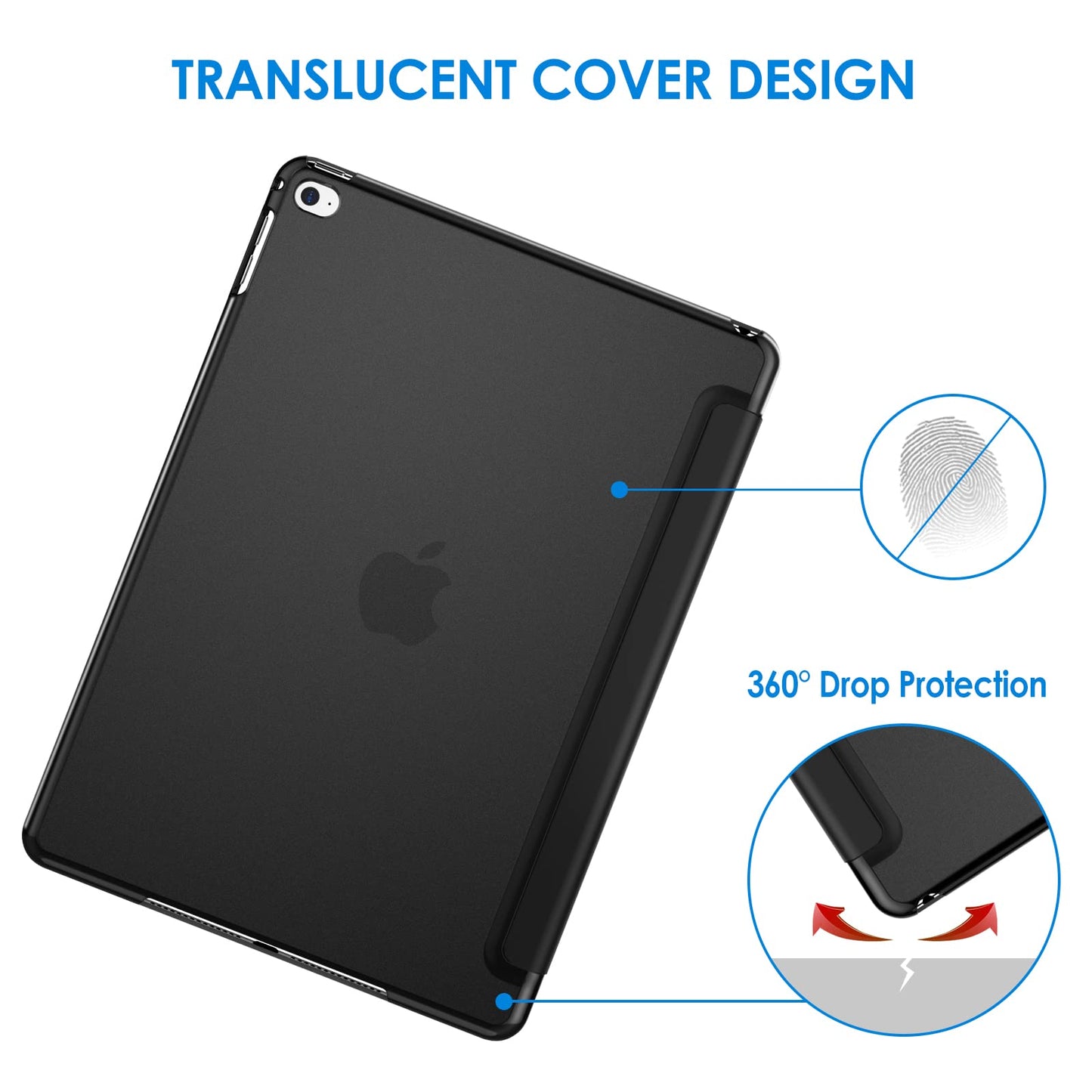 JETech Case for iPad Air 2 (2nd Generation), Smart Cover Auto Wake/Sleep (Black)
