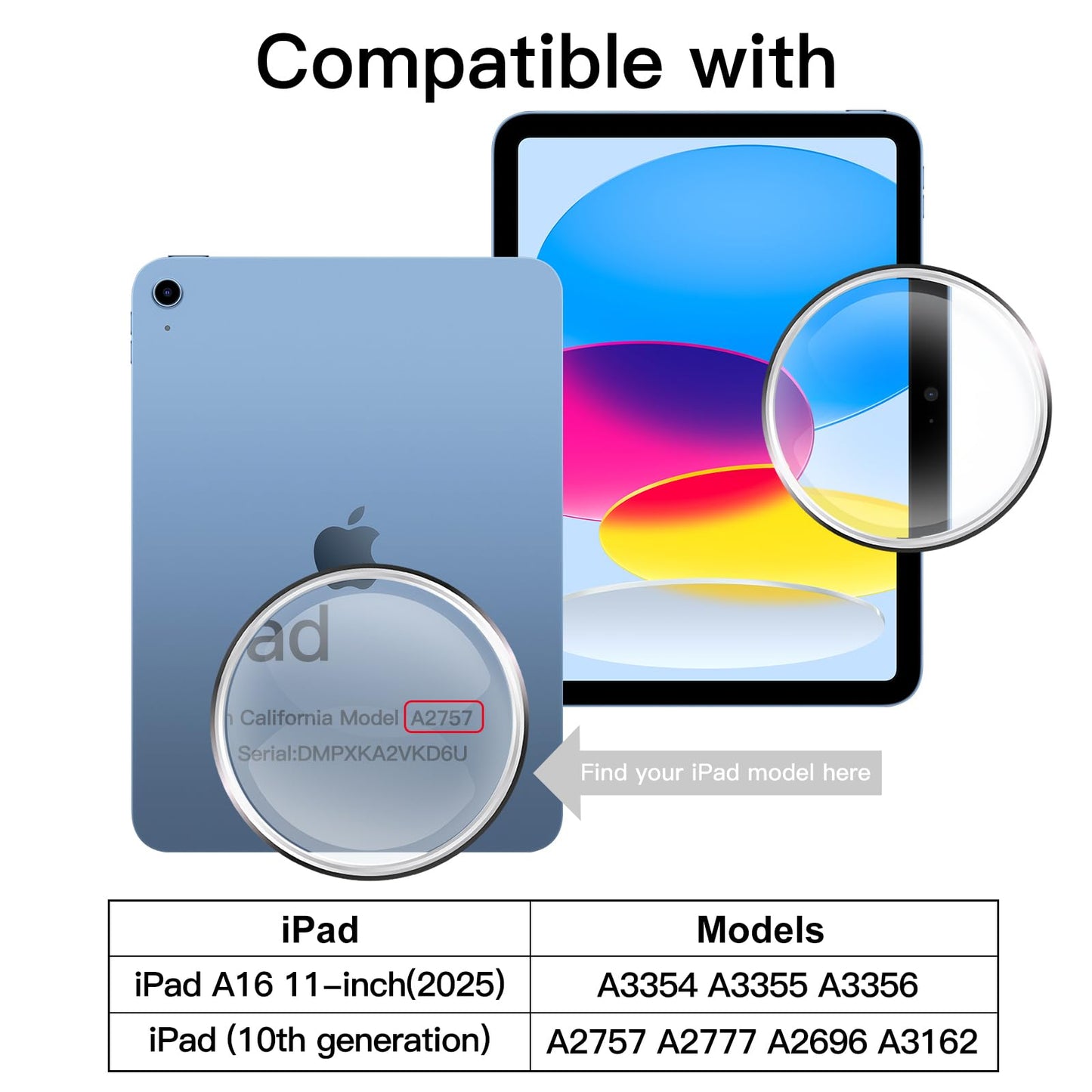 JETech Screen Protector for iPad (A16) 11th/10th Generation (2025/2022), 9H Tempered Glass Film, HD Clear, 2-Pack