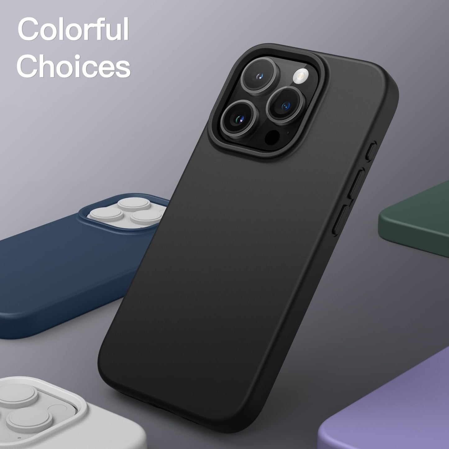 JETech Silicone Case for iPhone 15 Pro Max 6.7-Inch, Silky-Soft Touch Full-Body Protective Phone Case, Shockproof Cover (Black)