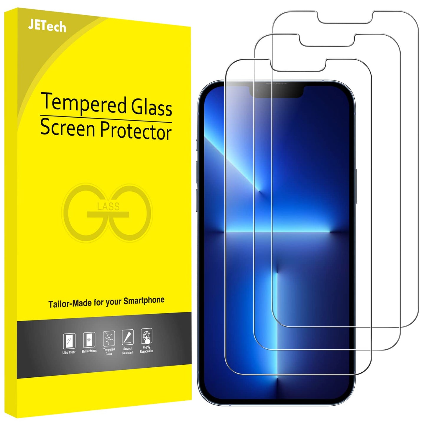 JETech Screen Protector for iPhone 17e (2026) / iPhone 16e / iPhone 14, Tempered Glass Film, 6.1-Inch Display, 3-Pack