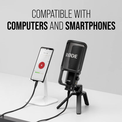 RØDE NT-USB Mini Versatile Studio-quality Condenser USB Microphone with Free Software for Podcasting, Streaming, Gaming, Music Production, Vocal and Instrument Recording,Black