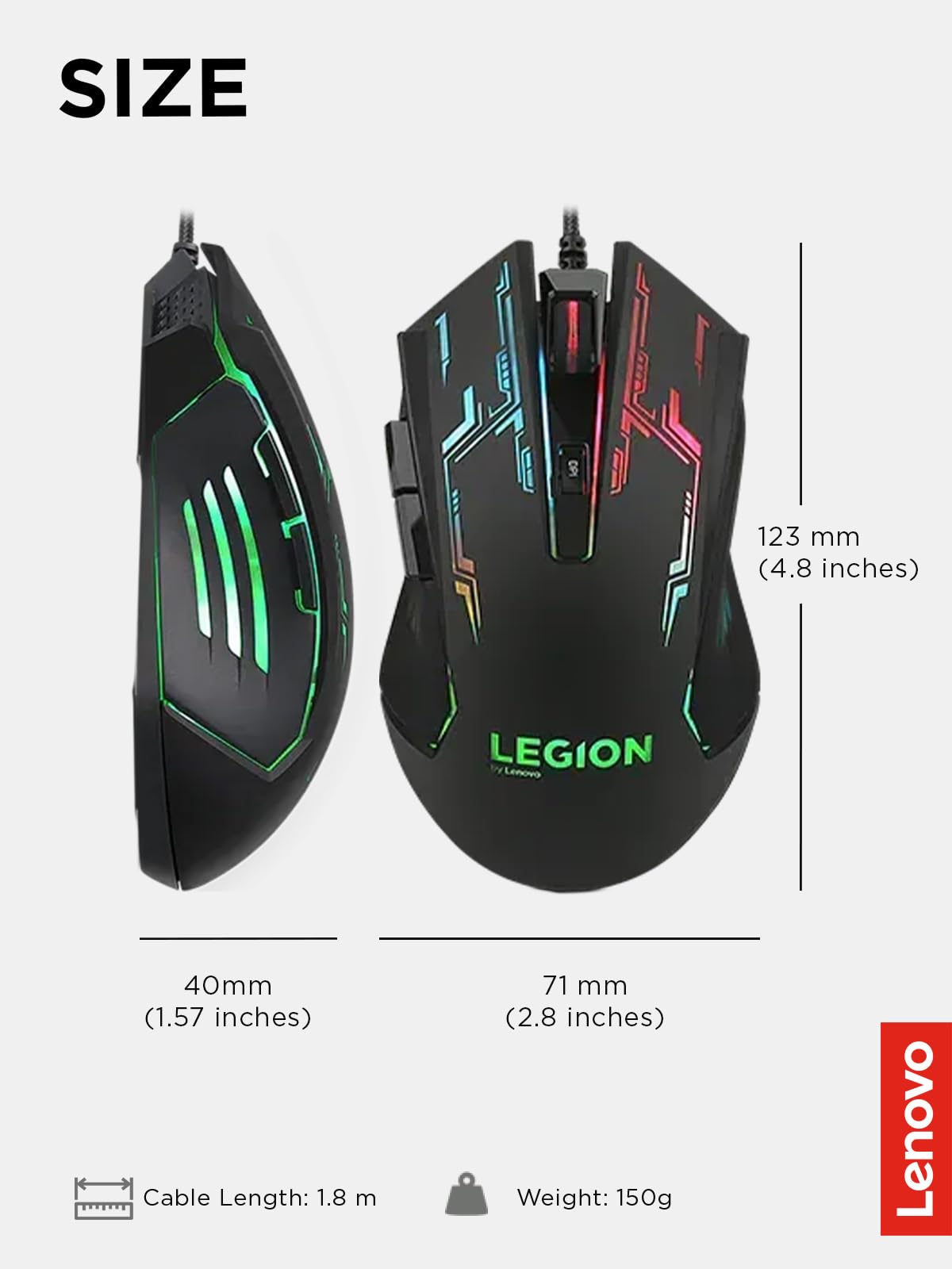 Lenovo GY40T26478 Legion K500 RGB Mechanical Gaming Keyboard, 3 ZONE Full-size Keyboard, 7 user Programmable Hot Keys; 16.8 Million Colors, 50 Million-Click Red Mechanical Keys, Detachable Palm Rest