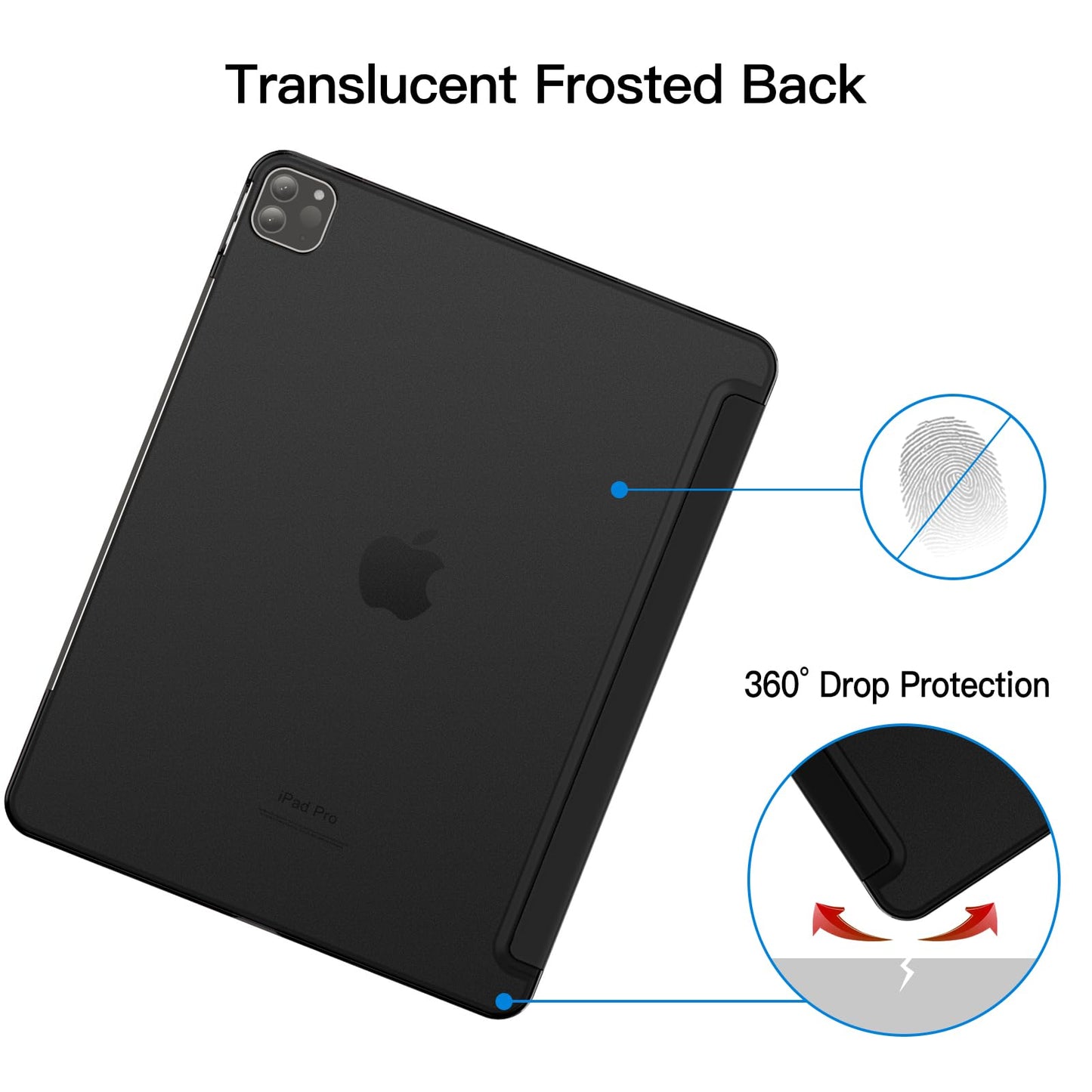 JETech Case for iPad Pro 12.9-Inch (2020/2018 Model, 4th/3rd Generation), Compatible with Pencil, Cover Auto Wake/Sleep (Black)