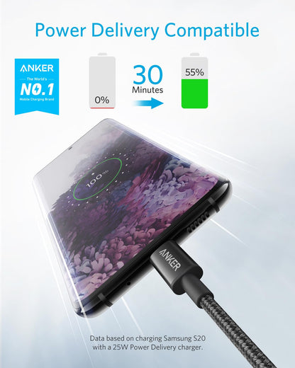 Anker USB C to USB C Cable, Type-C 60W Fast Charging Cable (6 FT, 2Pack) for iPhone 17 Series, iPad mini 6 and More (Black)