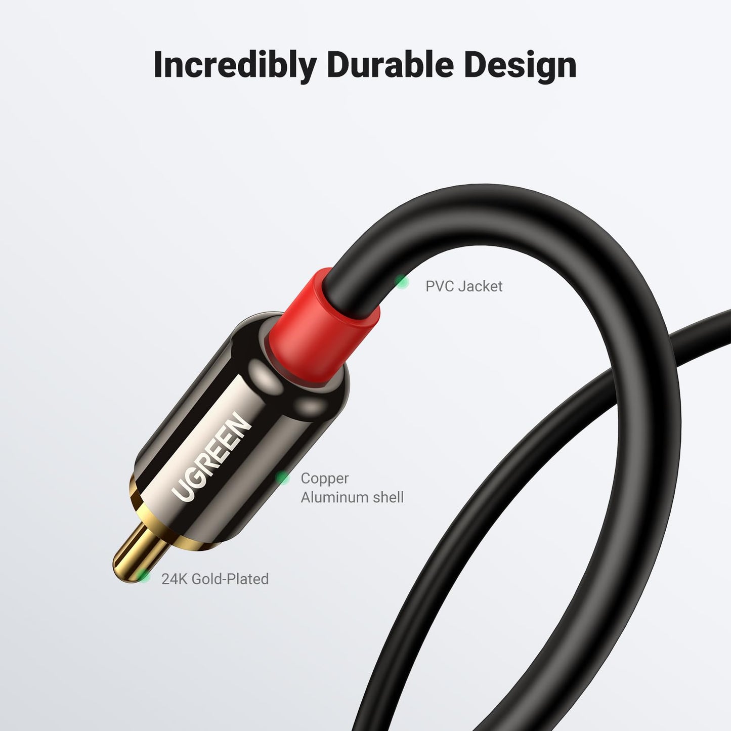 UGREEN 3.5mm to RCA Cable, 6.6FT RCA Male to Aux Audio Adapter HiFi Sound Headphone Jack Adapter Metal Shell Y Splitter Auxiliary Cord 1/8 Connector for Phone Speaker MP3 Tablet HDTV