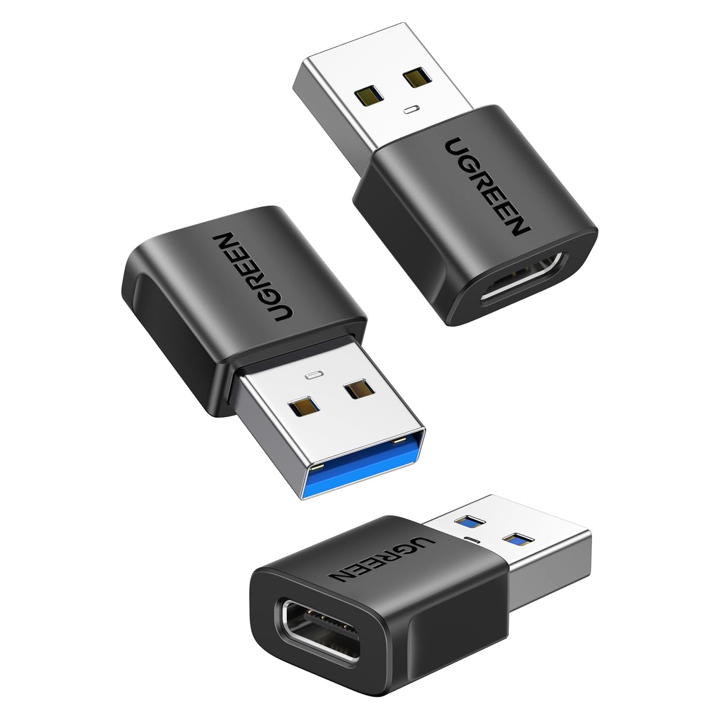 UGREEN USB to USB C Adapter 3Pack, USB C Female to USB Male Adapter 10Gbps Type C Converter for iPhone 17 16 15 14 13 Plus Pro Max,iPad Air Mini 6 7,Samsung Galaxy S23 S24,iPad Air,Black