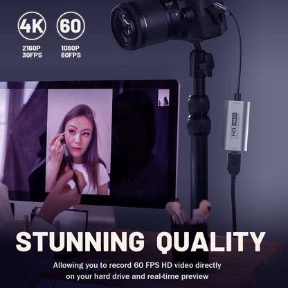 Guermok Video Capture Card, 4K USB3.0 HDMI to USB C Capture Card for Streaming, 1080P 60FPS, Compatible with iPad Mac OS Windows, Quest 3, OBS, PS5/4, Switch2/1, Xbox, Camera (Silver)