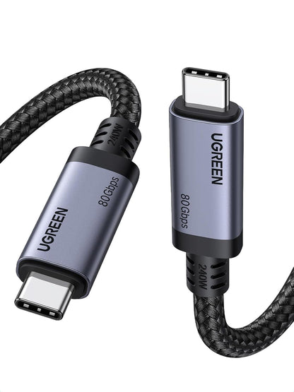 UGREEN USB C to USB C Cable 240W USB4 Gen4 80Gbps Premium 17K Dual 8K Triple 4K Display PD3.1 Charging Compatible with Thunderbolt 4/3, USB C Monitors, MacBook, iPad, iPhone 17/16/15, 3.3FT