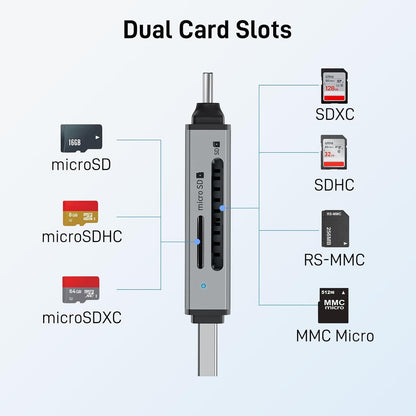acer SD Card Reader USB C, Dual Slots USB Type C to Micro SD Card Adapter