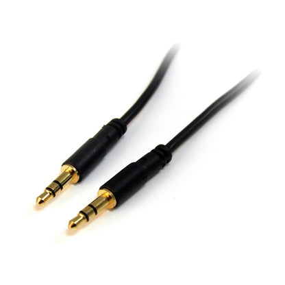 StarTech.com 15 ft. (4.6 m) 3.5mm Audio Cable - 3.5mm Slim Audio Cable - Gold Plated Connectors - Male/Male - Aux Cable (MU15MMS), Black