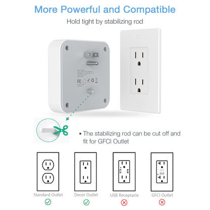 TESSAN Multi Plug Outlet Extender, Surge Protector Splitter with 3 USB (1 USB C Port) Wall Charger, Multiple Expander for Travel, Home, College Dorm Room