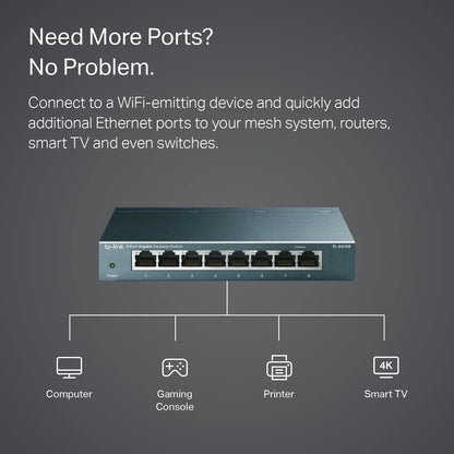 TP-Link TL-SG108S-M2 | 8-Port Multi-Gigabit 2.5G Ethernet Switch | Unmanaged Network Switch | Ethernet Splitter | Plug & Play | Desktop/Wall Mount | Silent Operation