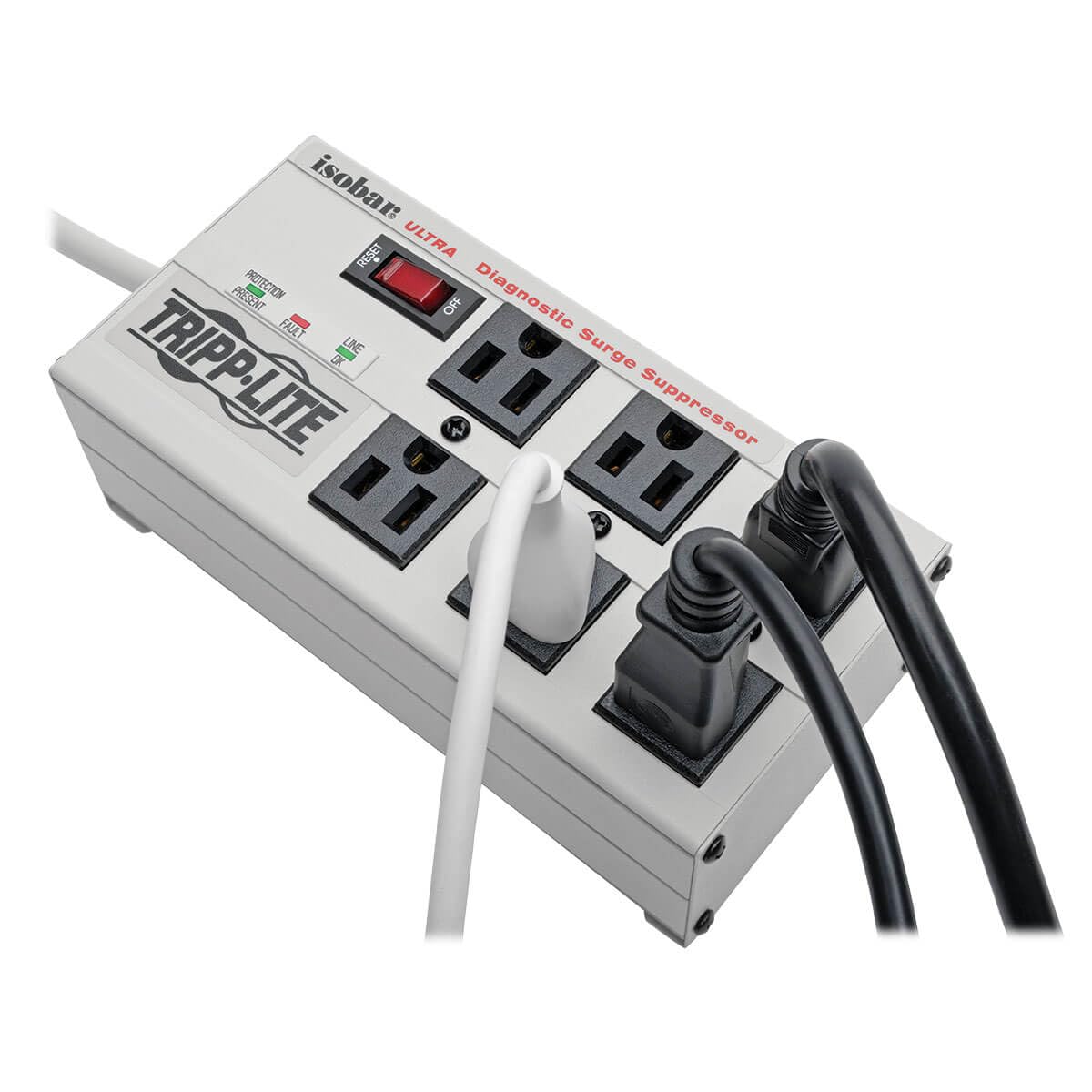 Tripp Lite ISOBAR6ULTRA Isobar 6 Outlet Heavy Duty Power Strip Surge Protector, 3330 Joules, 6ft Cord, Flat Plug, Metal Power Strip, Industrial Garage Work Shop Bench, Under Desk and Wall Mountable