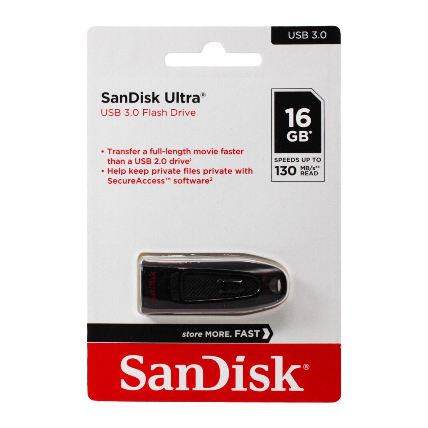 SANDISK 128GB Ultra USB 3.0 Flash Drive - SDCZ48-128G-U46, Black