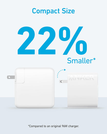 Anker MacBook Charger, Compact and Foldable 100W USB C Charger for MacBook Air, Samsung Galaxy, iPhone 17/16 Series, iPad Pro, and More, 5FT USB C Cable Included
