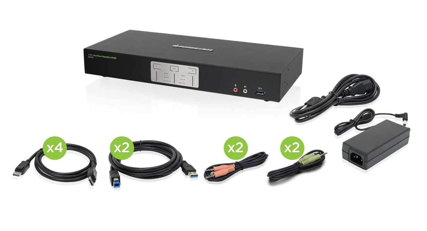 IOGEAR 2-Port USB HDMI Cabled KVM Switch - 1920 x 1200 60Hz - Hotkey or Remote Button Switch - 2.1 Stereo - USB 2.0 Mouse Port Can Be Used As USB Hub and USB Peripheral Sharing - Mac / Win - GCS62HU