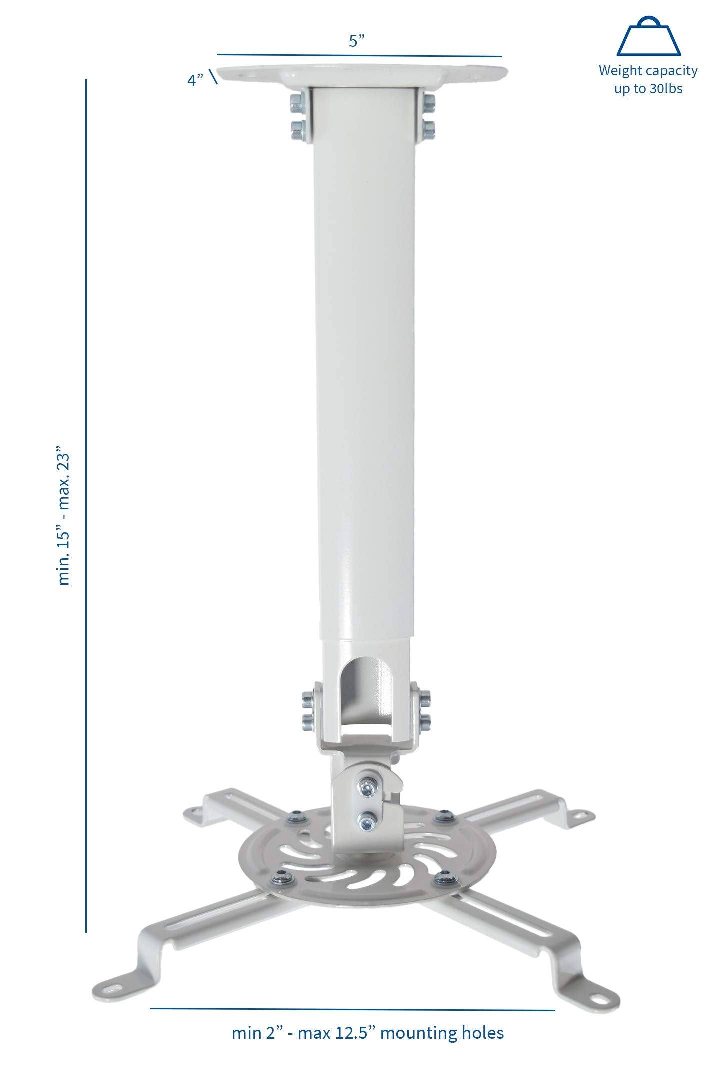 VIVO Universal Extending Ceiling Projector Mount, Height Adjustable Projection, White, MOUNT-VP02W