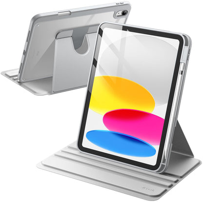 JETech Rotating Case for iPad (A16) 11th/10th Generation (2025/2022) with Pencil Holder, 360 Degree Rotation Protective Stand Cover Clear Back, Auto Wake/Sleep (Navy)