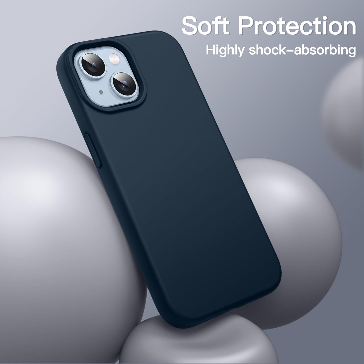JETech Silicone Case for iPhone 14 6.1-Inch, Silky-Soft Touch Full-Body Protective Phone Case, Shockproof Cover with Microfiber Lining (Black)