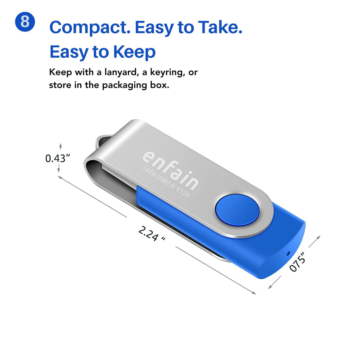 Enfain 16GB USB 2.0 Flash Drive 10 Pack | Swivel Thumb Drives with 31 Labels | Gift-Ready Packaging for Corporate Events, Office & Team Distributions (Black)