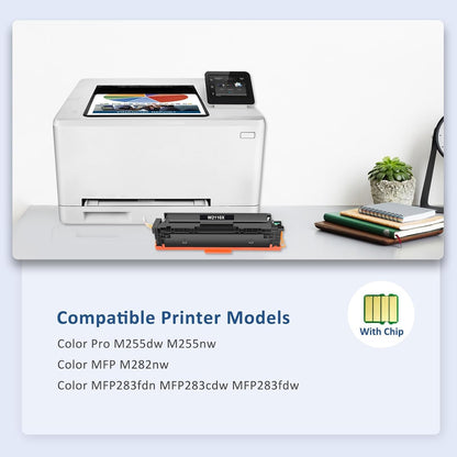 206X High Yield Toner Cartridges 4 Pack | MFP M283fdw Compatible for HP 206X 206A W2110X with Chip for Color LaserJet MFP M283fdw M283cdw M283 Pro M255dw M255 Printer Ink (Black Cyan Yellow Magenta)