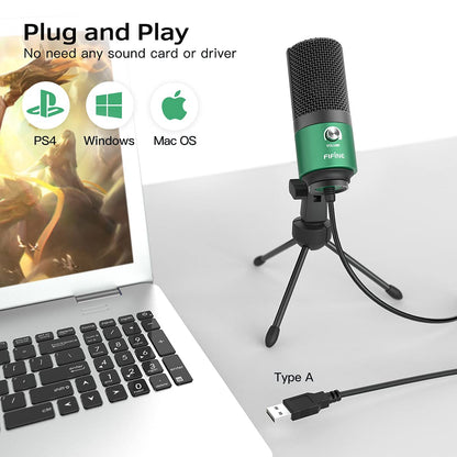 FIFINE USB Microphone, Metal Condenser Recording Microphone for MAC OS, Windows, Cardioid Laptop Mic for Recording Vocals, Voice Overs, Streaming, Meeting and YouTube Videos-K669B