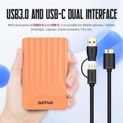 YOTUO 500GB External Hard Drive, Portable Storage Expansion HDD, USB 3.0 & USB-C for PC, Mac, Desktop, Laptop, Smartphone, PS4, Xbox One, Xbox 360, Office & Game Black