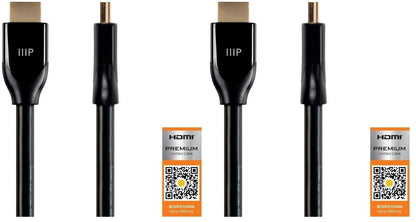 Monoprice Certified Premium HDMI Cable - 4K@60Hz, HDR, 18Gbps, YUV 4:4:4, Dual Video Stream, Compatible with DVD Player, 28AWG, 6 Feet, Black